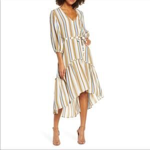 Faithfull the Brand Matilda Stripe Maxi Dress High Low Hem Size 2